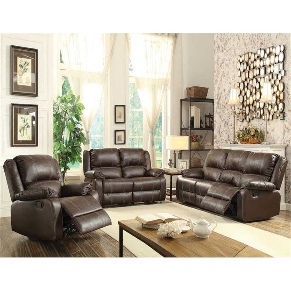 Acme Zuriel Faux Leather Rocker Recliner in Brown